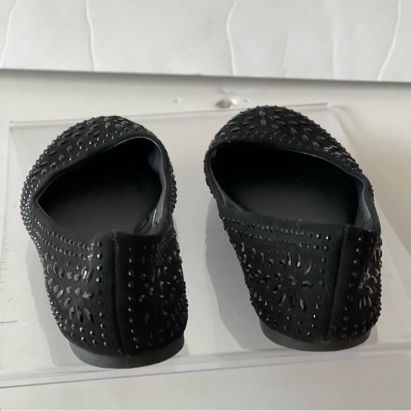 Time and Tru Women Black Rhinestone Crystal Glitter Studded Flats Slip-On Shoe 7 - Picture 4 of 7